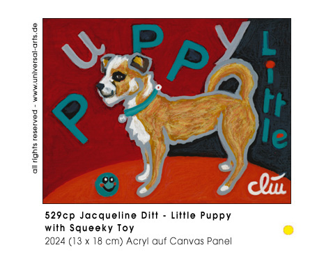 Jacqueline Ditt - Little Puppy with Squeeky Toy (Kleine Welpin mit Quietschespielzeug)