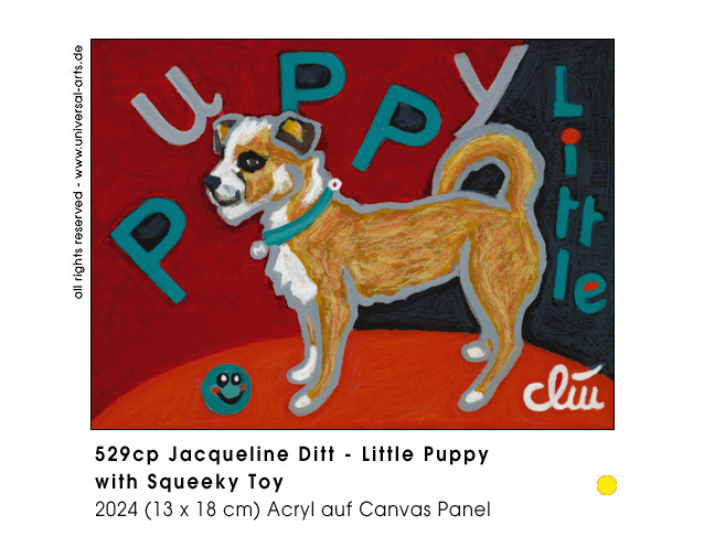 Jacqueline Ditt - Little Puppy with Squeeky Toy (Kleine Welpin mit Quietschespielzeug)