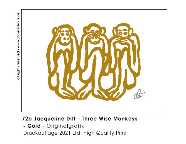 Jacqueline Ditt - Three wise Monkeys - Gold (Drei weise Affen - Gold)