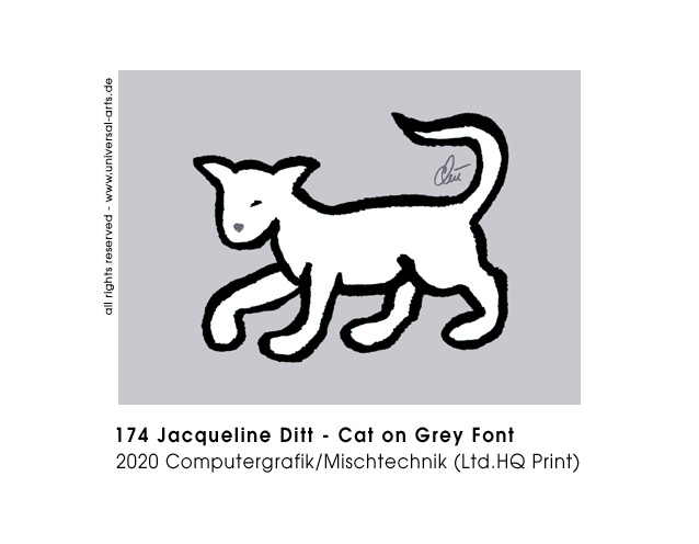 Jacqueline Ditt - Cat on Grey Font (Katze auf Grauem Hintergrund)