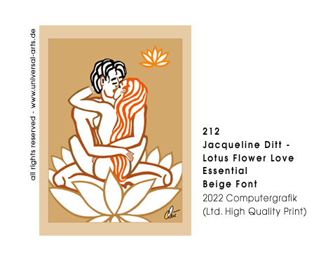 Jacqueline Ditt - Lotus Flower Love - Essential - Beige Font (Lotusblumen Liebe - Essenziell - Beiger Grund)