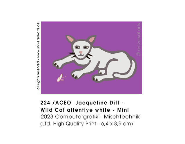 Jacqueline Ditt - Wild Cat attentive white - Mini  (Wildkatze aufmerksam weiss - Mini)