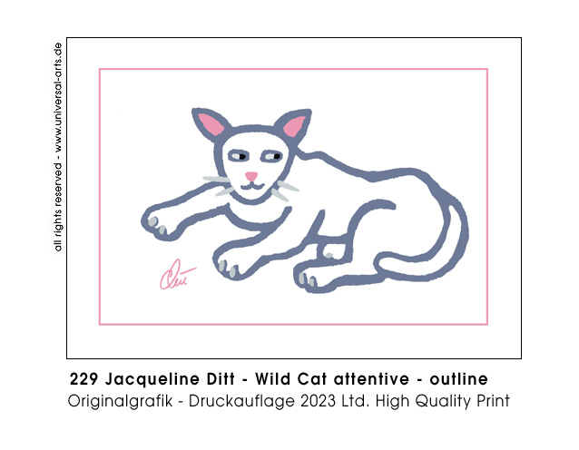 Jacqueline Ditt - Wild Cat attentive - outline (Wildkatze aufmerksam - outline)