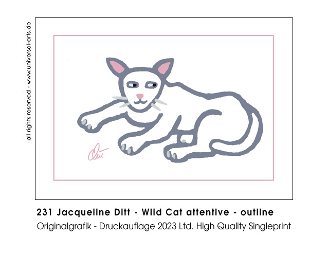 Jacqueline Ditt - Wild Cat attentive - outline (Wildkatze aufmerksam - outline)