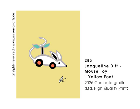Jacqueline Ditt - Mouse Toy - Yellow  Font (Spielzeugmaus - Gelber Hintergrund)